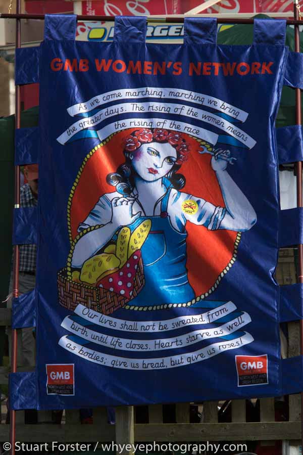 The GMB Women's Network banner was one of dozens paraded at the 2017 Durham Miners' Gala.