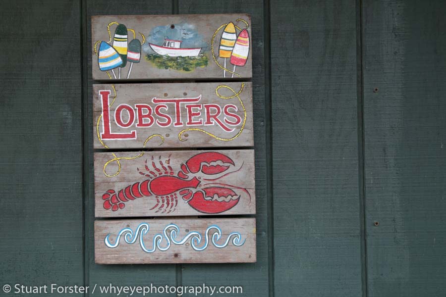 Sign for lobsters at the Family Fisheries restaurant on Campobello Island.