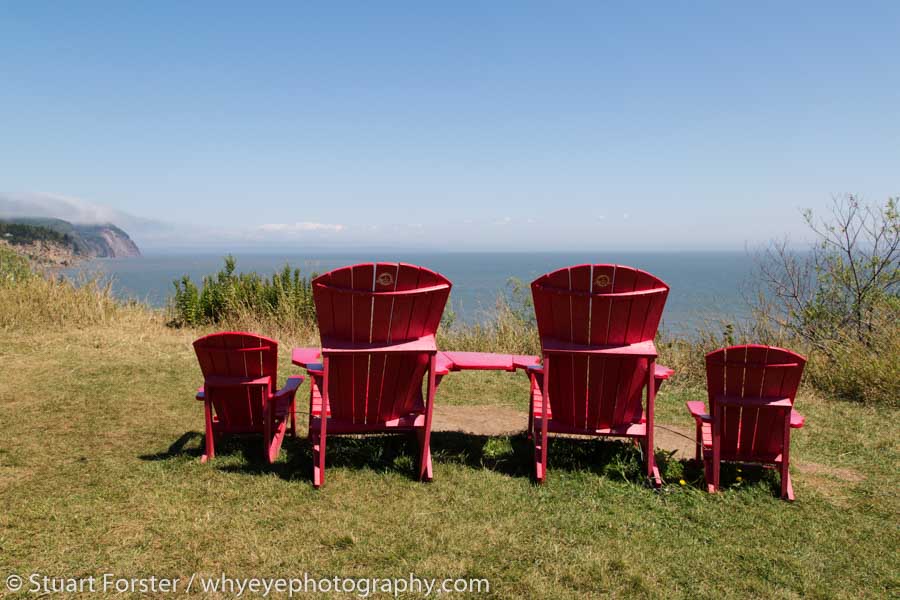 Parks Canada red chairs in Fundy National Park.