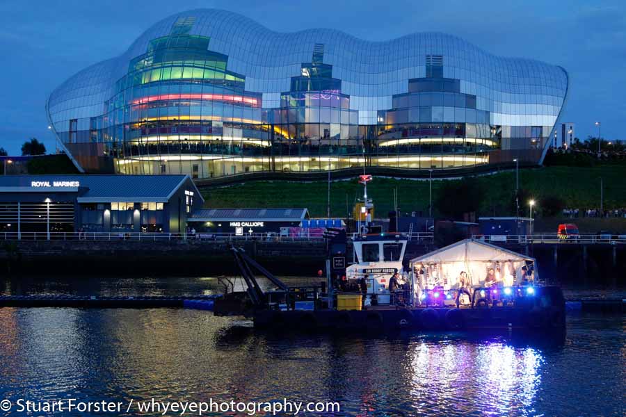 Maximo Park performing in front of the Sage Gateshead at the opening ceremony of the Great Exhibition of the North.