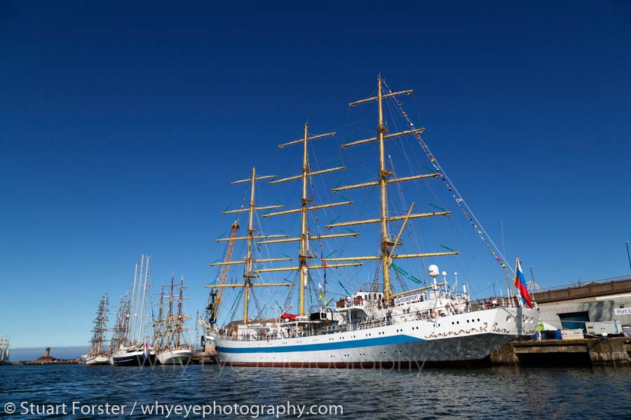 Mir, a Russian ship, the largest participating in the Tall Ships Race at the Coronation Dock in the Port of Sunderland.