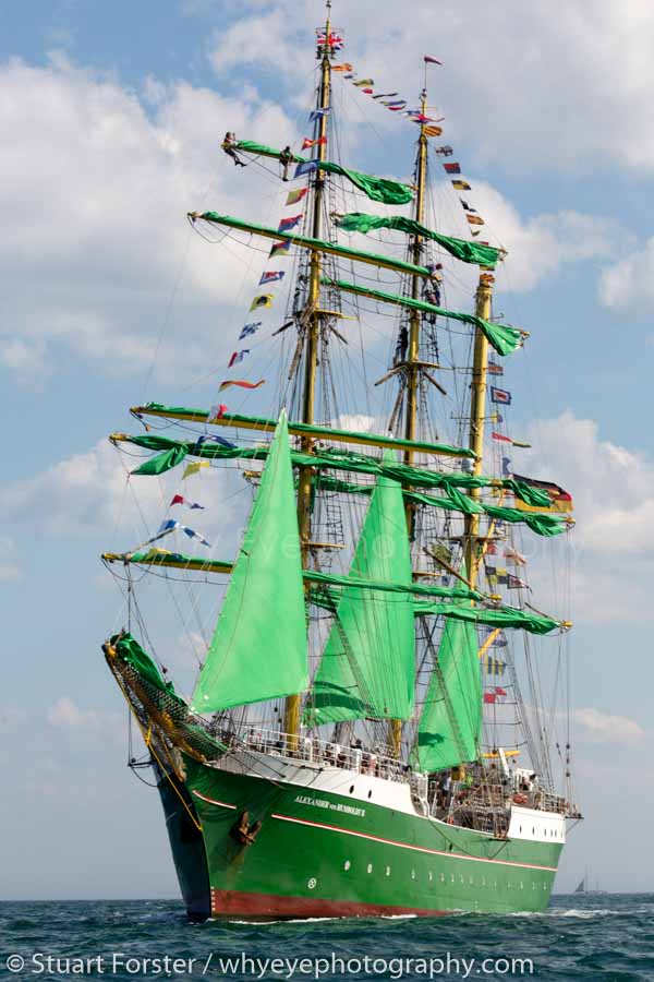The Alexander von Humboldt II, a German ship, on the North Sea captures on a sunny day as part of Sunderland Tall Ships Race photography.