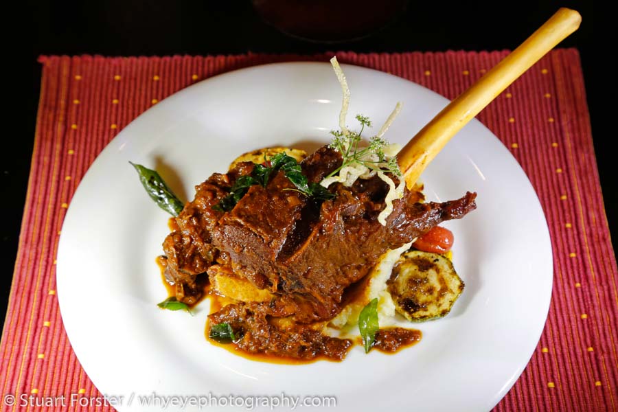 A delicious shank of lightly spiced lamb served at the Cinnamon Citadel Kandy's Cafe C restaurant.