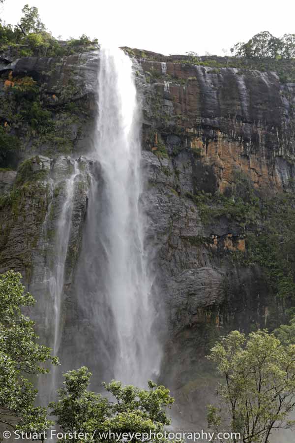 Water tumbles at the Diyaluma Falls, the second highest waterfall in Sri Lanka.