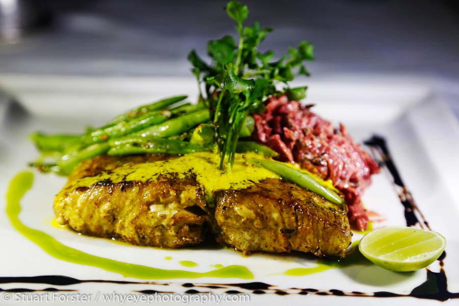 Dinner at the Kahanda Kanda resort - succulent grilled fish is served with vegetables.