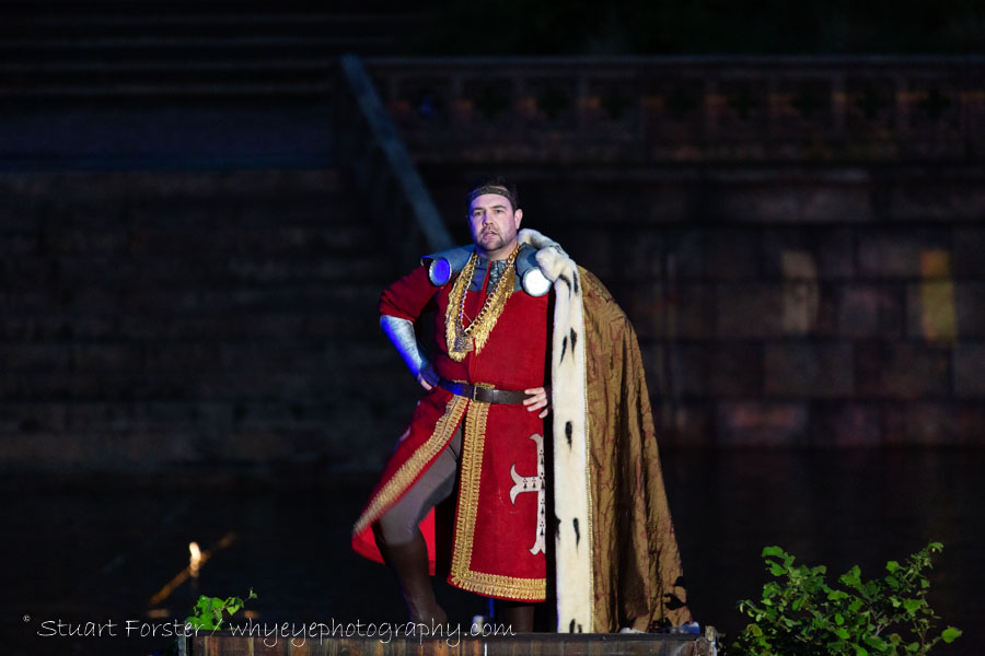 A performer plays the role of William the Conqueror, following the Norman Conquest, during Kynren in Bishop Auckland