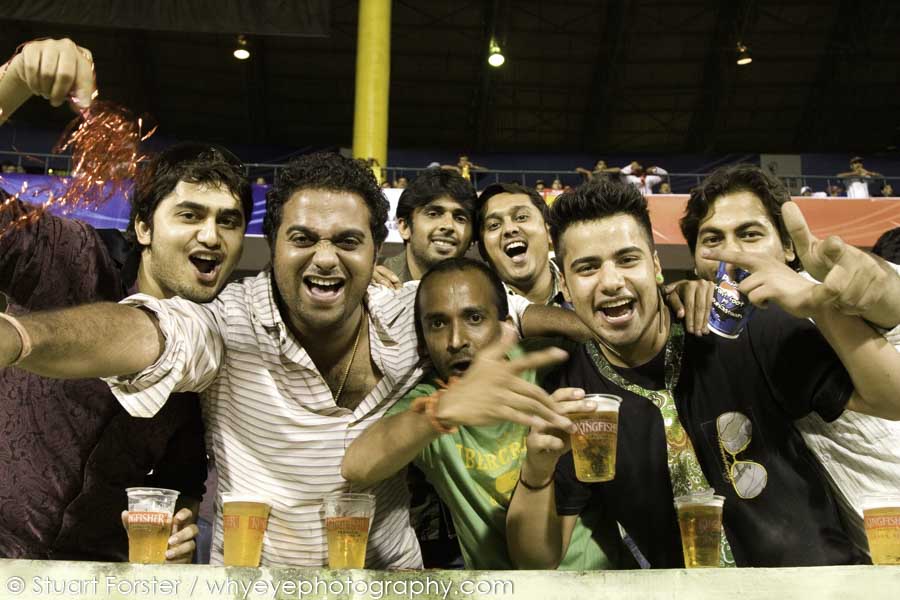 Fans, among the 55,000 sell-out crowd at the IPL's opening game.
