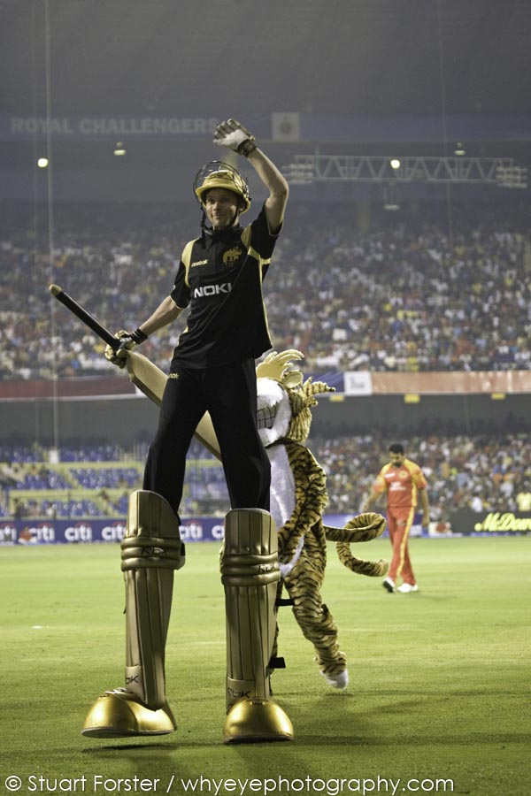 Stilt walkers are part of the entertainment in Bangalore at the opening ceremony, before the first match of the Indian Premier League (IPL).
