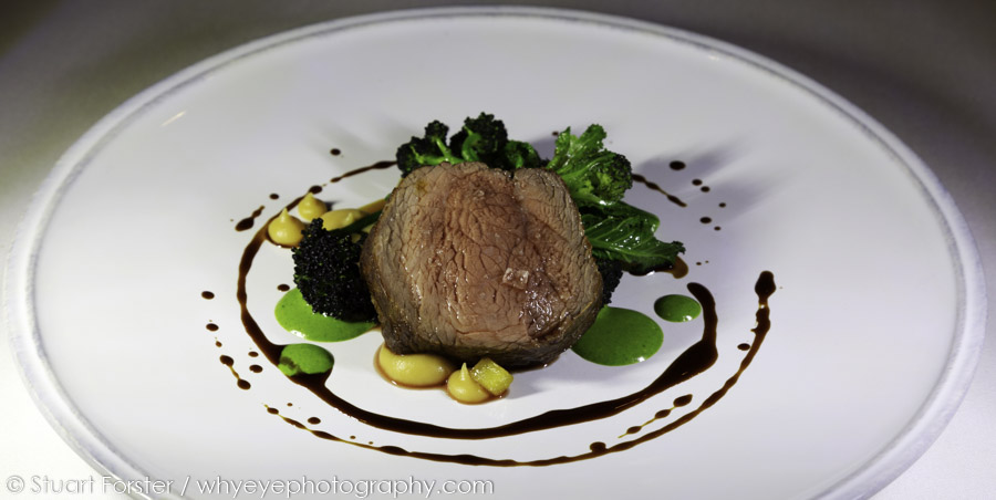 Main course of beef served during the Auberge du Lac's Taste of the Season seven-course tasting menu.