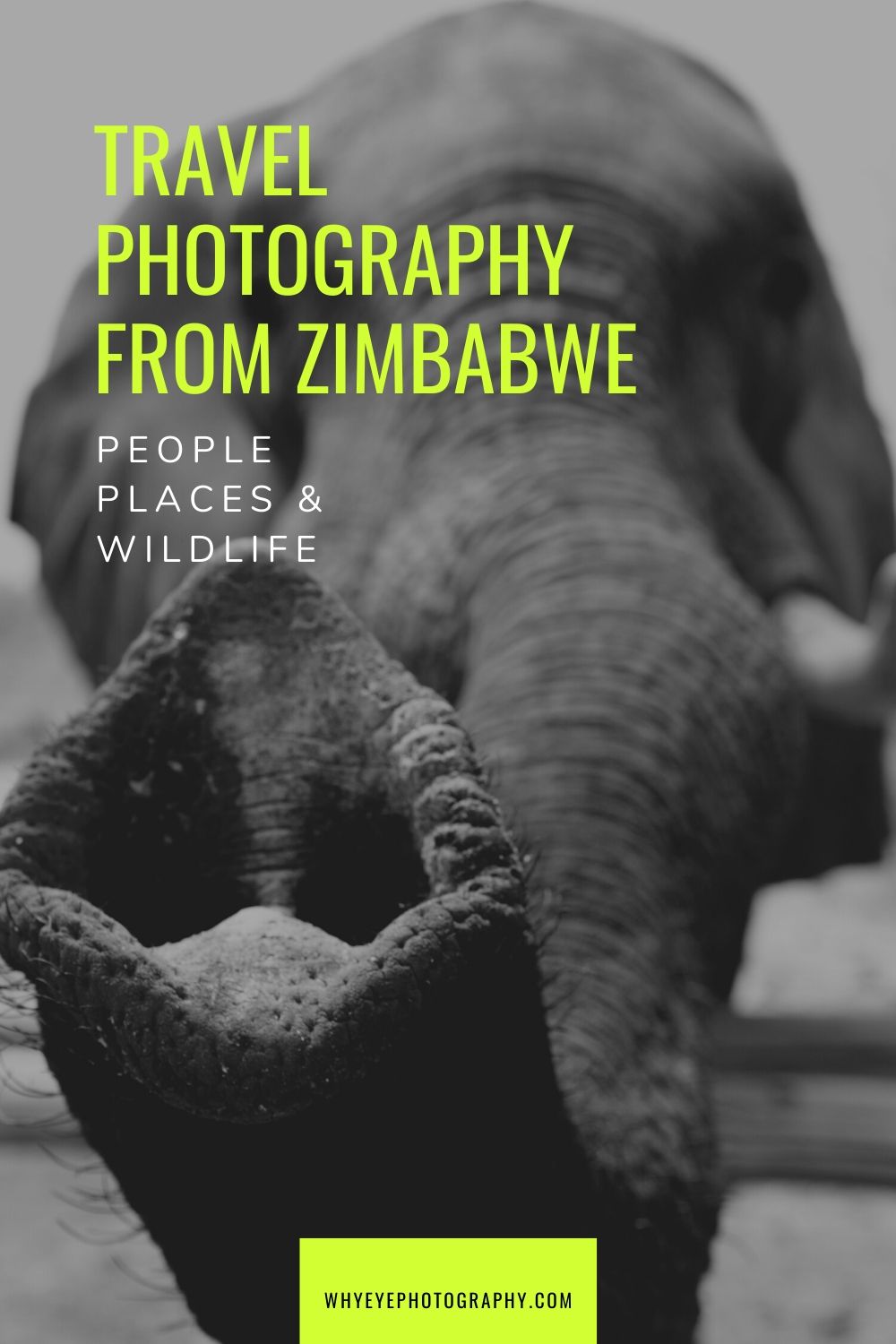 Pinterest pin for the whyeyephotography.com blog post about Zimbabwe travel photography.