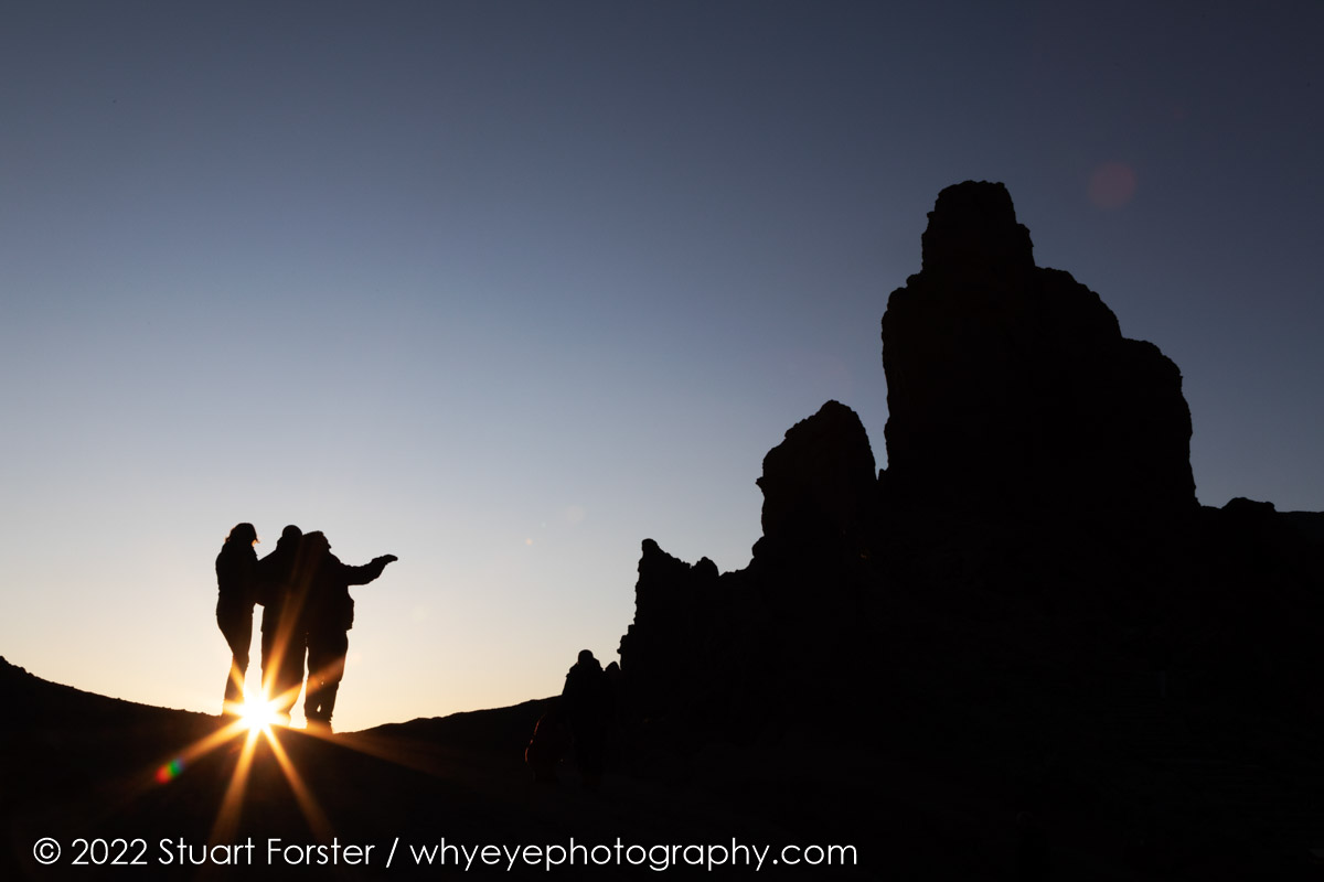 Holidaymakers viewing the sunset in Teide National Park.