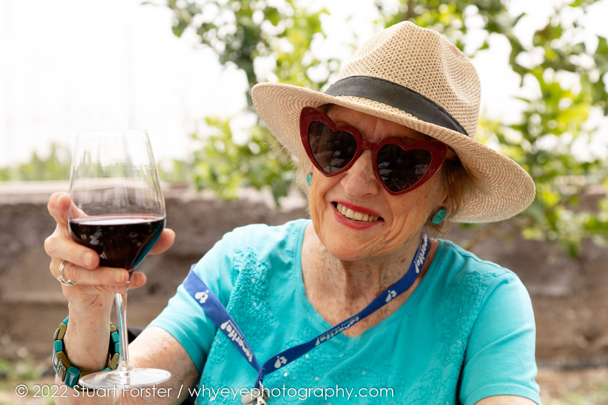 Mary Moore Mason, a former chairperson on the British Guild of Travel Writers during a meal at the Finca Ecológica La Calabacera on Tenerife.