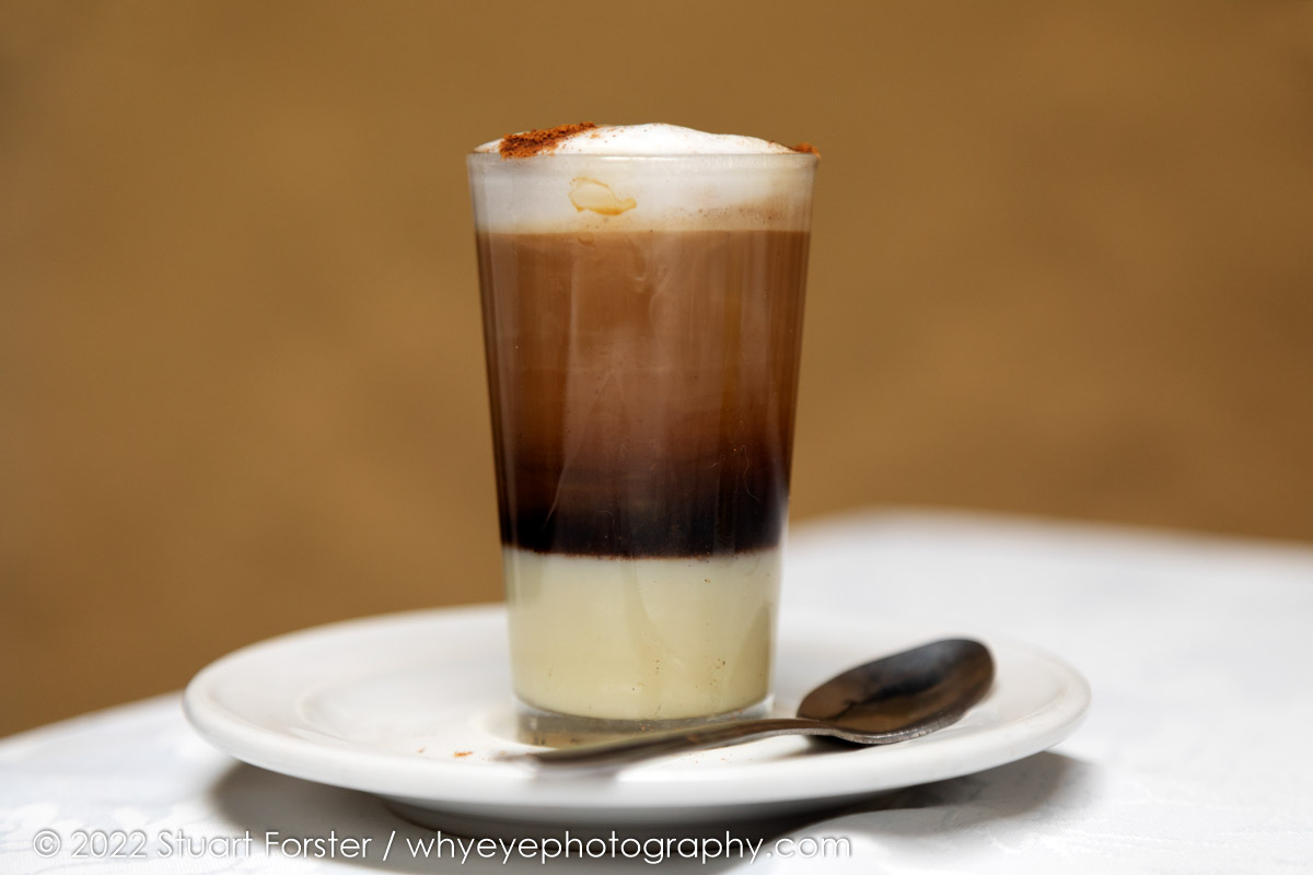 Multilayered Barraquito coffee, a speciality of the Canary Islands